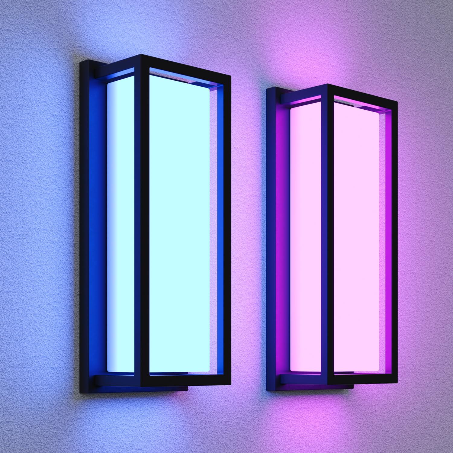 Photo 1 of rosykite Smart Outdoor Lights Color Changing 2 Pack, RGB+2700K-6500K Outdoor Wall Sconce Aluminum Exterior Lighting Fixtures Waterproof Antirust, APP Control Up and Down Lights