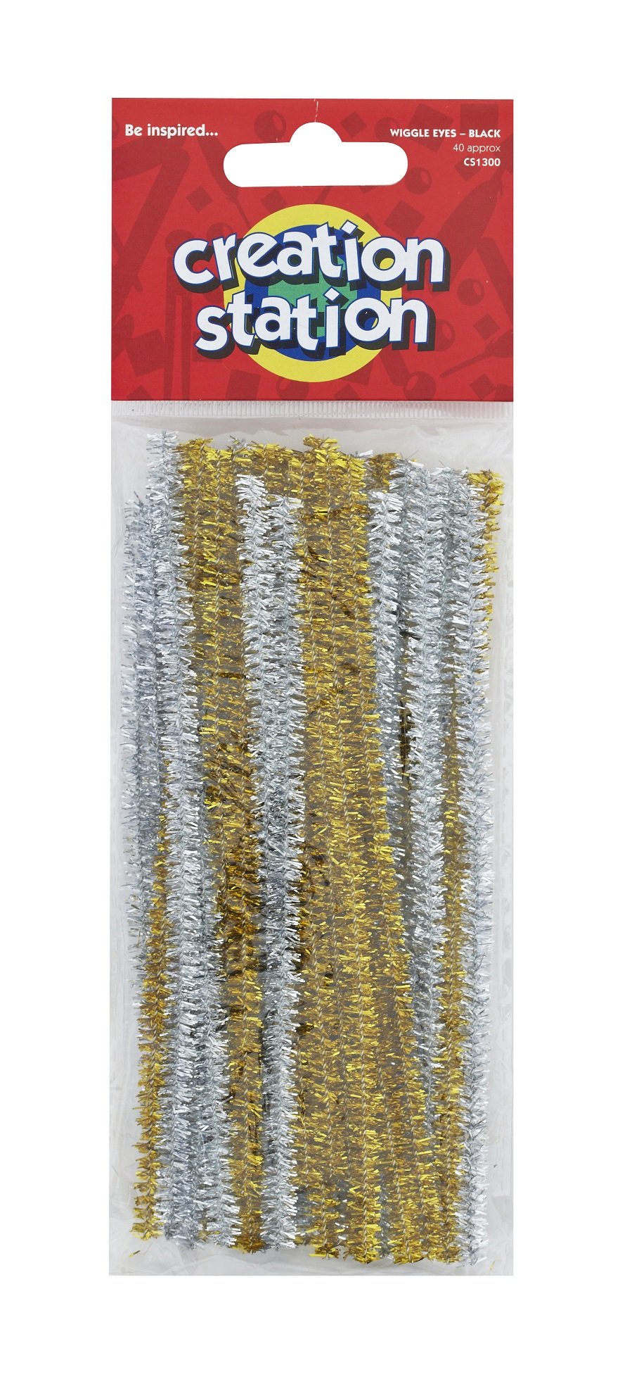 creation Station 150 mm New Tinsel Pipe Cleaners, Gold and Silver