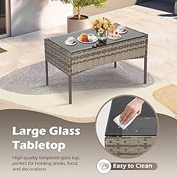 FDW | 4-Piece Patio Furniture Set | Gray & Red