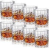 Singhoow 8 Sets Plastic Whiskey Glasses 14 oz Unbreakable Whiskey Drinking Glasses Old Fashioned Cocktail Cups Plastic Water Tumblers Clear Wine Cup Shatterproof Short Tumbler for Indoor Outdoor