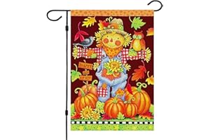 FLAGMAX Happy Fall Garden Flags,Double Sided Autumn Flag Scarecrow Harvest Pumpkin Yard Decorations Fall House Flags 12 x 18 Inch Small Yard Garden Flags