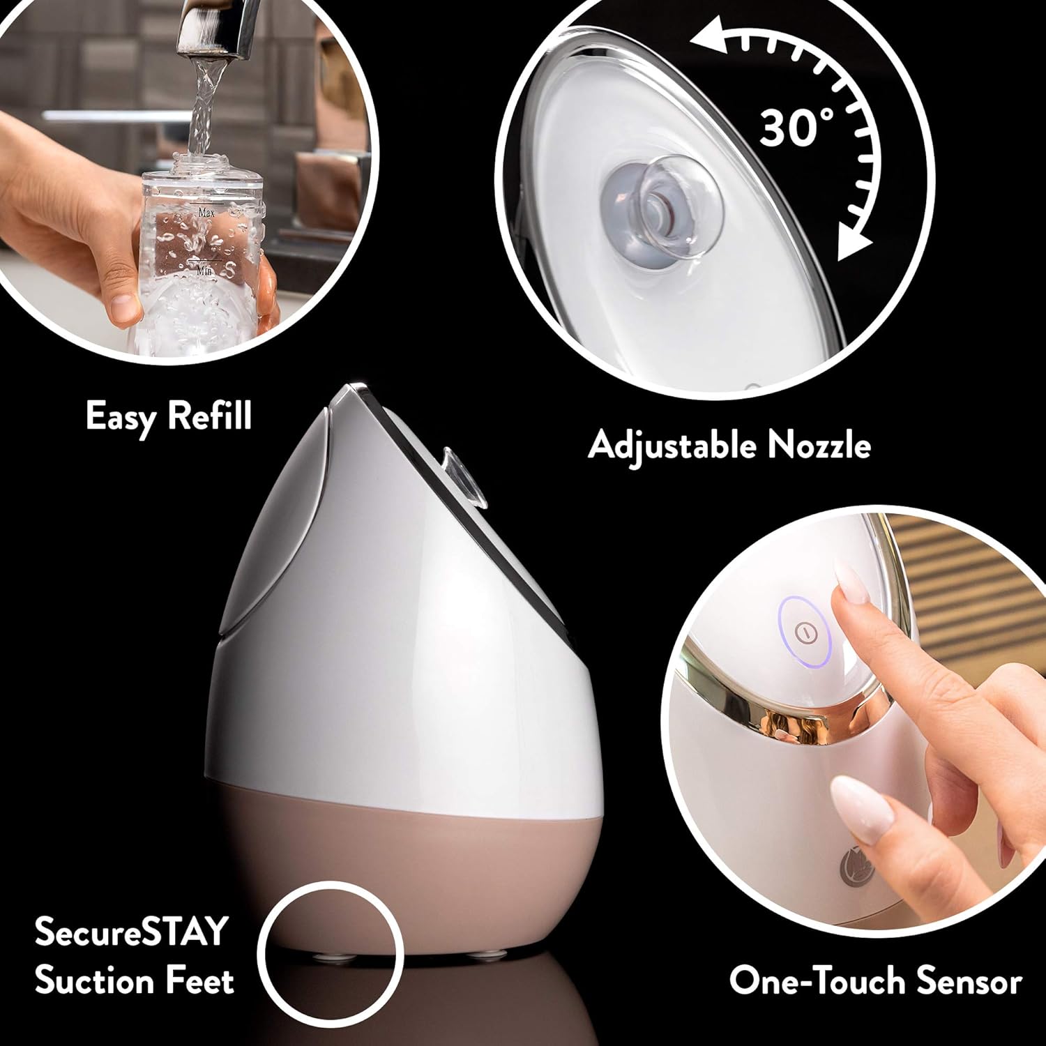 Facial Steamer SPA+ by Microderm GLO - Best Professional Nano Ionic Warm Mist, Home Face Sauna, Portable Humidifier Machine, Deep Clean & Tighten Skin, Daily Hydration for Maximum Serum Absorption: Beauty