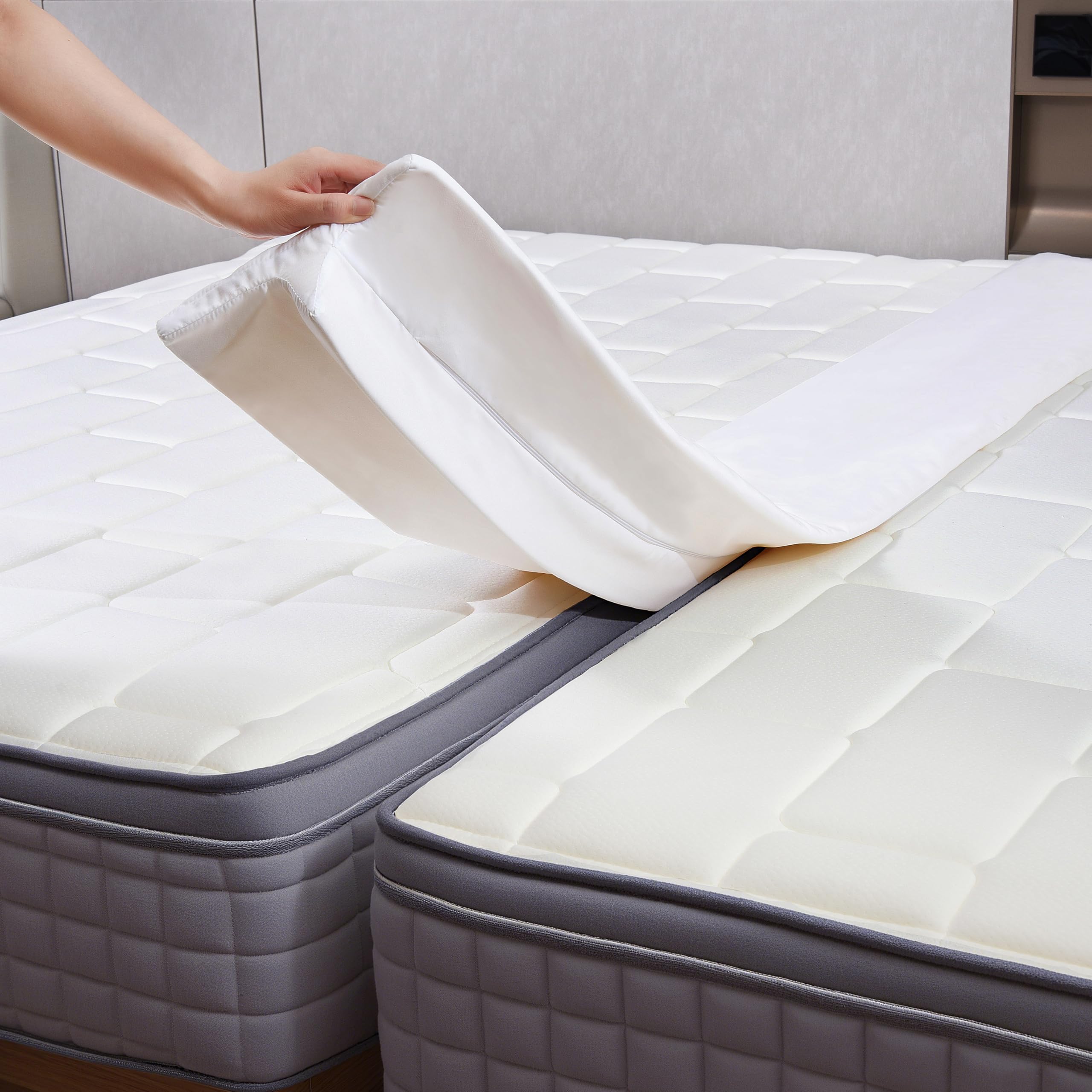Photo 1 of Vekkia Split King Gap Filler for Adjustable Bed,Twin to King Bed Converter Kit,Bed Bridge Twin to King,Mattress Connector with Washable Cover,for Guests Stayovers,Family Room(75in×10in)