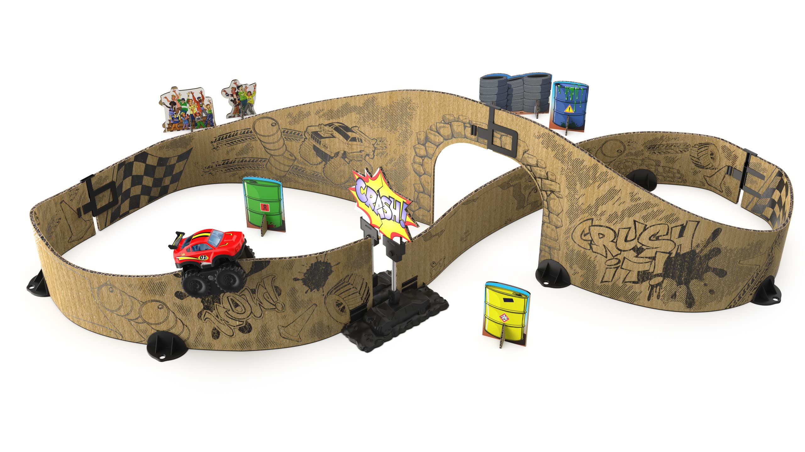 VTech Car-Board Racers Monster Truck & Track, Cardboard Race PlaySet with Stunt Jump for Kids, Toy Car Playset with Included Monster Truck, For Children Age 5, 6, 7 + Years, English Version — image 1