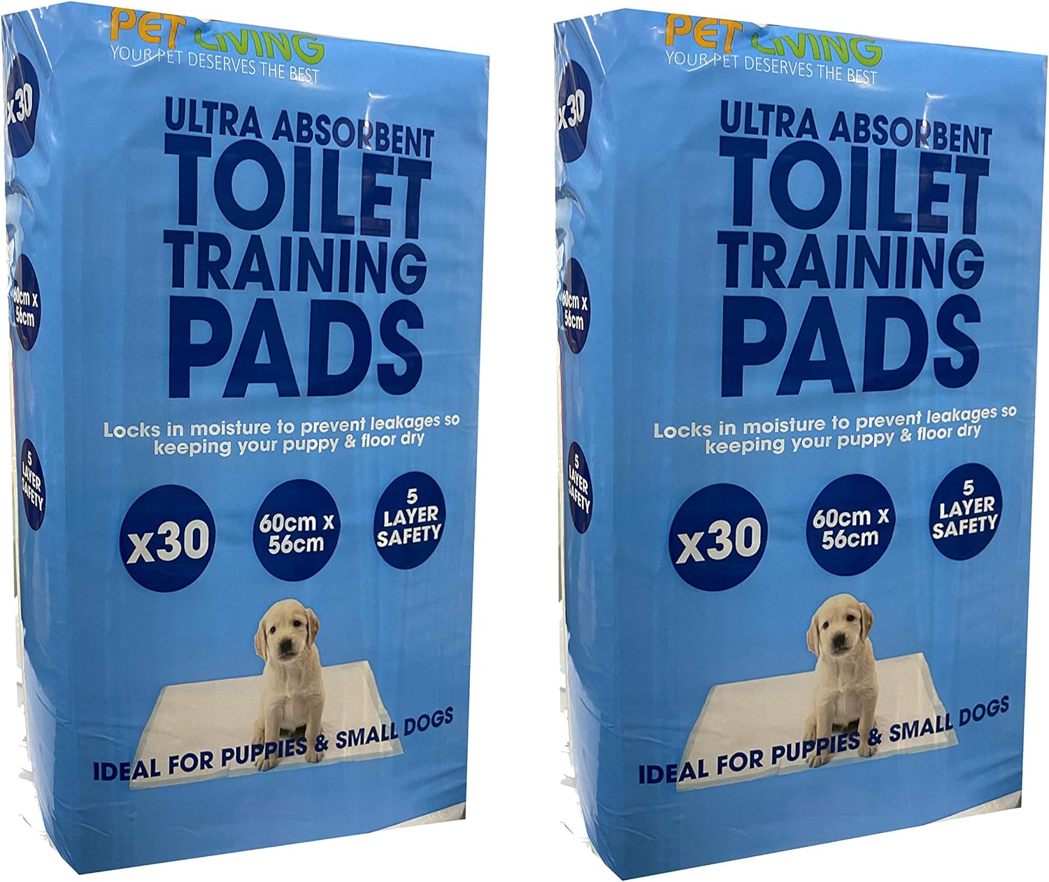 Ultra Absorbent Toilet Training Pads For Puppies and Dogs Training Pads With 5 Layer Safety 53CM X 53CM Large Size (60 PADS)