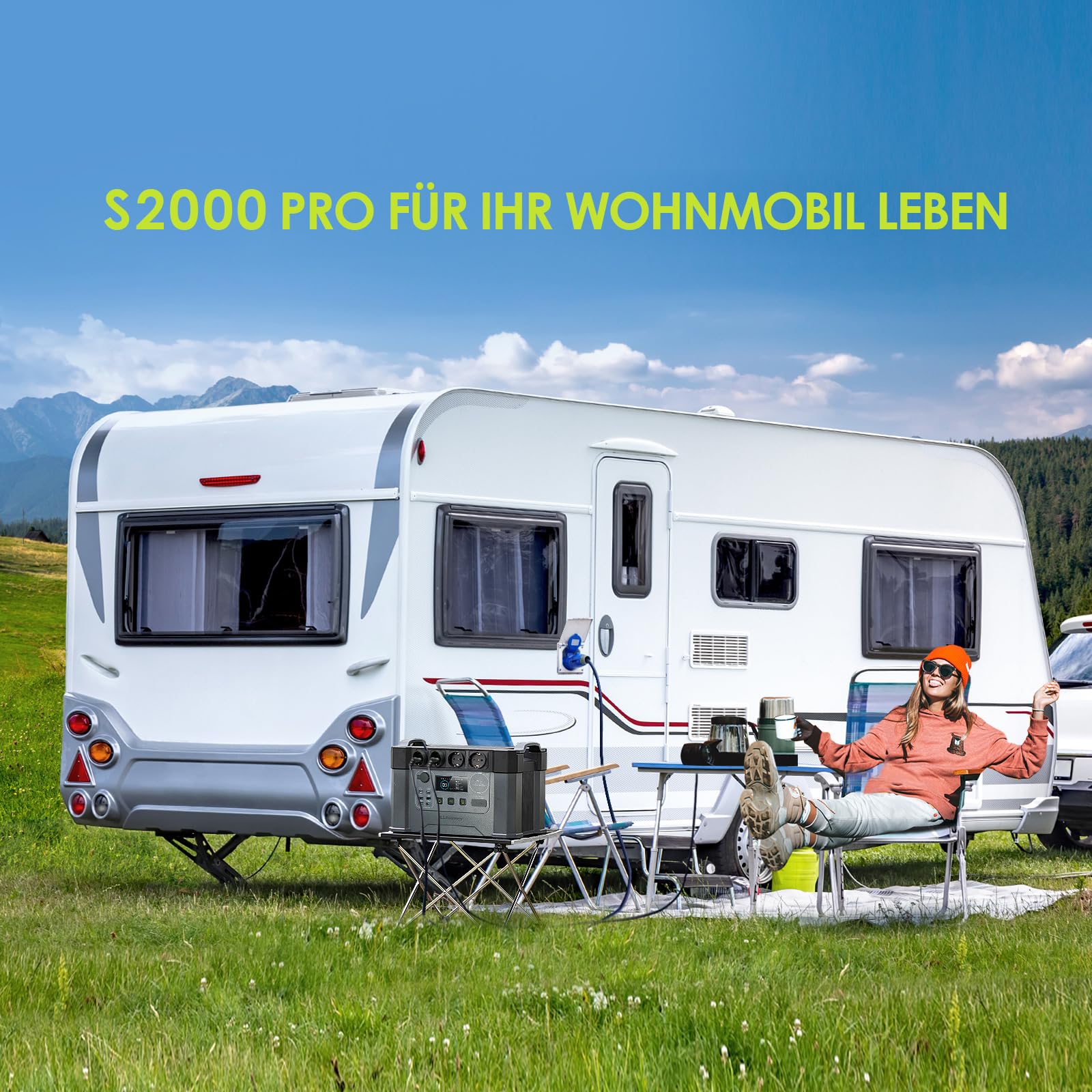 ALLPOWERS Tragbarer Powerstation 2400W (4000W Surge) Wechselstromsteckdosen 1451Wh Akku MPPT Solar Generator Mobiler Stromspeicher für Wohnmobil Camping Heimwerken Notstromaggregat RV Haus Notfall 7