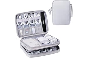 DDgro Cable Organizer Bag, Large Charger Cord Travel Case for Electronics & Tech Accessories (Large, Light Grey)