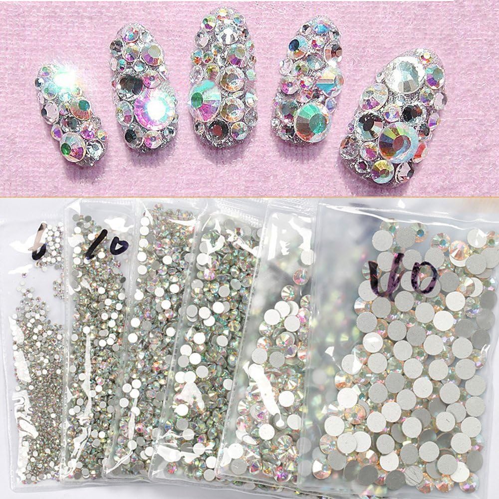 SS30 AB 288pcs Crystal AB Color Super Shiny Nail Art Rhinestones Flat Back Non Hotfix Strass Stone 3D Nail Decorations Gems Accessories Manicure