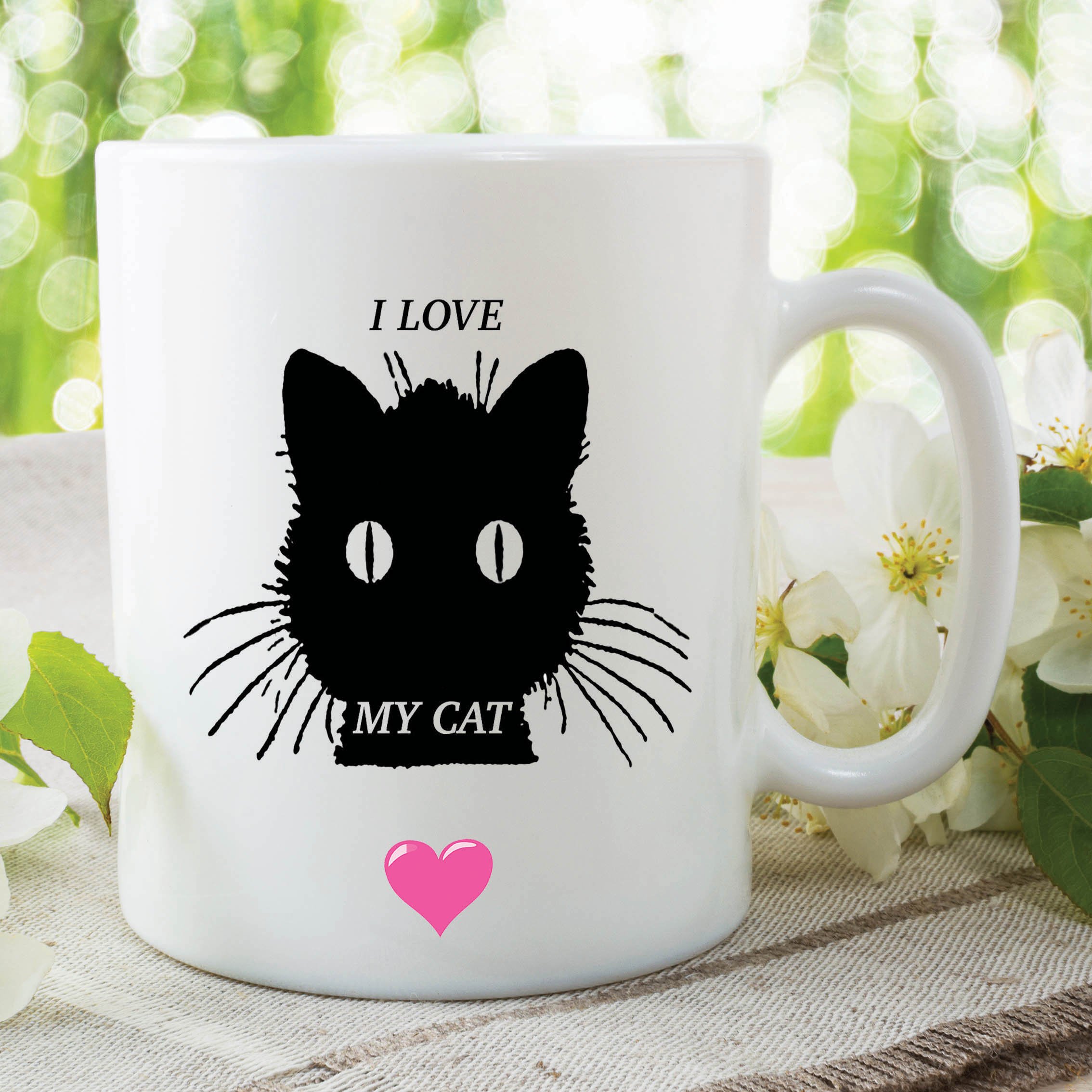 I Love My Cat Mug Pets Animal Crazy Cat Woman Lady Work Coffee Cup WSDMUG350
