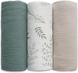 Soarwg Kids Muslin Swaddle Blankets 95x100 cm Pack of 3 Baby Burp Cloths