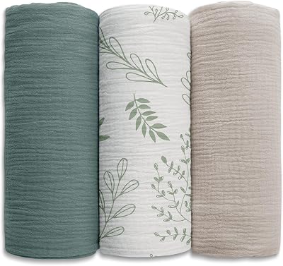 Soarwg Kids Muslin Swaddle Blankets 95x100 cm Pack of 3 Baby Burp Cloths