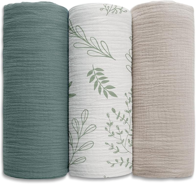 Soarwg Kids Muslin Swaddle Blankets 95x100 cm Pack of 3 Baby Burp Cloths