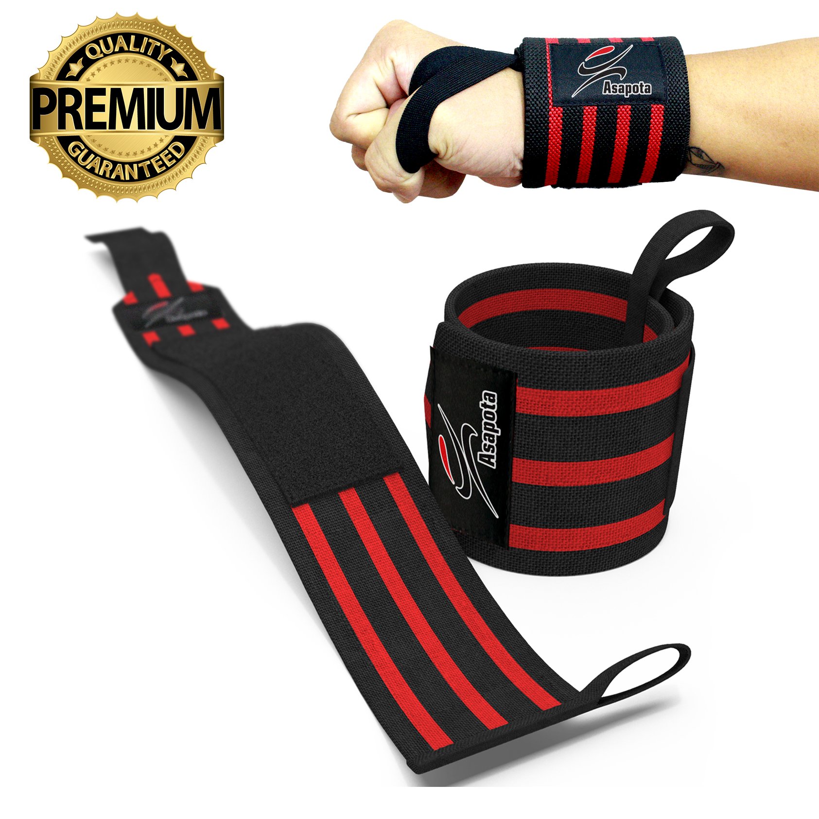 Wrist Wraps for Bodybuilding, Gym, Kettlebells, Workout, Strength Training, Weightlifting, Powerlifting, Cross Training - Fitness Wrist Wraps Support for Men/Women - Best Material&Design (red-black)