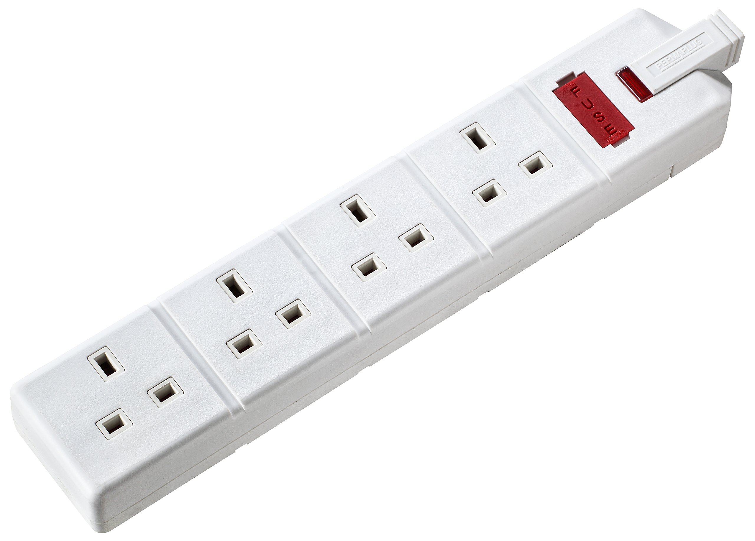 Masterplug Els134W-01 Four Socket Trailing Socket With Power Indicator, Without Plug And Cable, 13 Amp, White