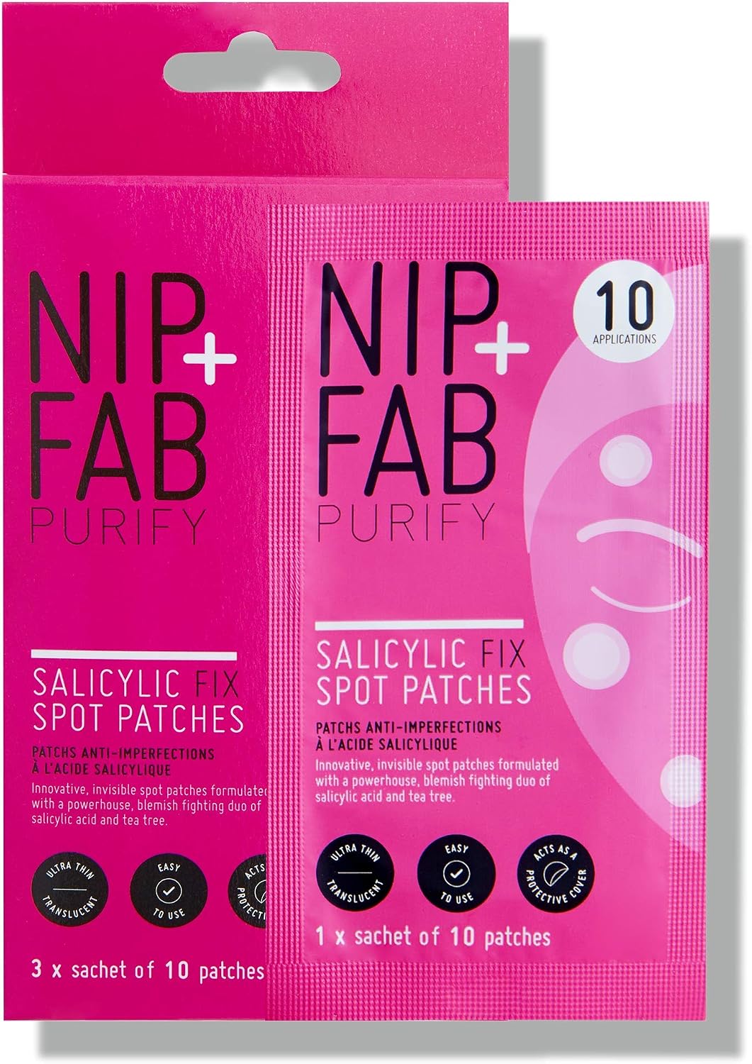 Nip + Fab Salicylic Acid Fix Spot Patches for Face with Tea Tree Blemishes Dark Spots Patch, 30 Count, No colour, 10 Count (Pack of 3) - Image 3