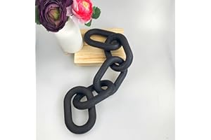 fghuim Wood Chain Link Decor and Beaded Garland Set - Hand Carved Decorative Wood Chain, Home Decor, Wood Decor, Farmhouse Decor, Wood Chain, Wooden Decor (5-Link-Black)