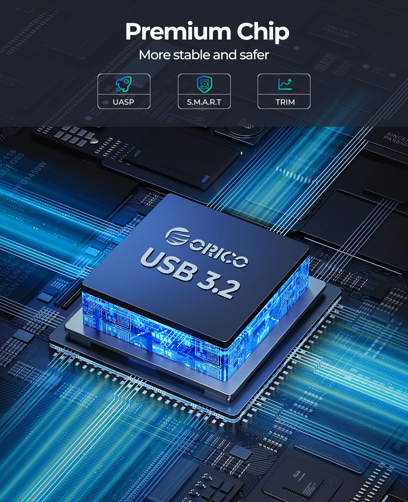 ORICO Aluminium Festplattengehäuse 2,5 Zoll USB-C 3.2 6Gbps Externes SSD Gehäuse für 2,5" SATA HDD SSD Maximal 6TB mit USB C/A 2-in-1 Kabel, Unterstützt UASP (DD25C3) 3