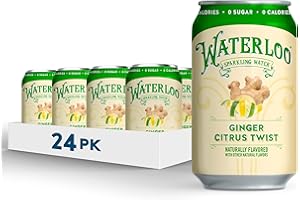 Waterloo Sparkling Water, Ginger Citrus Twist Naturally Flavored, 12 Fl Oz (Pack of 24) | Zero Calories | Zero Sugar or Artificial Sweeteners | Zero Sodium