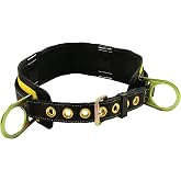 FallTech 7056S Padded Positioning Belt with 2 D-Rings, Black/Yellow, Small
