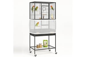 KNUTI Universal Bird Cage Seed Catcher Universal Mesh Skirt Cover Stretchy Small Animal Cages Cover Pet Removable Durable Protector (Extra Large, White)