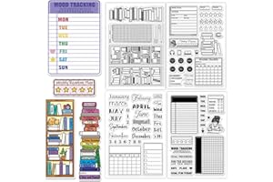 CHGCRAFT 4 Sheets 4 Styles Books Clear Stamps Labels Transparent Stamps Diary Silicone Clear Stamp Seals for DIY Scrapbooking Photo Album Decoration, 4.3×6.3 inch