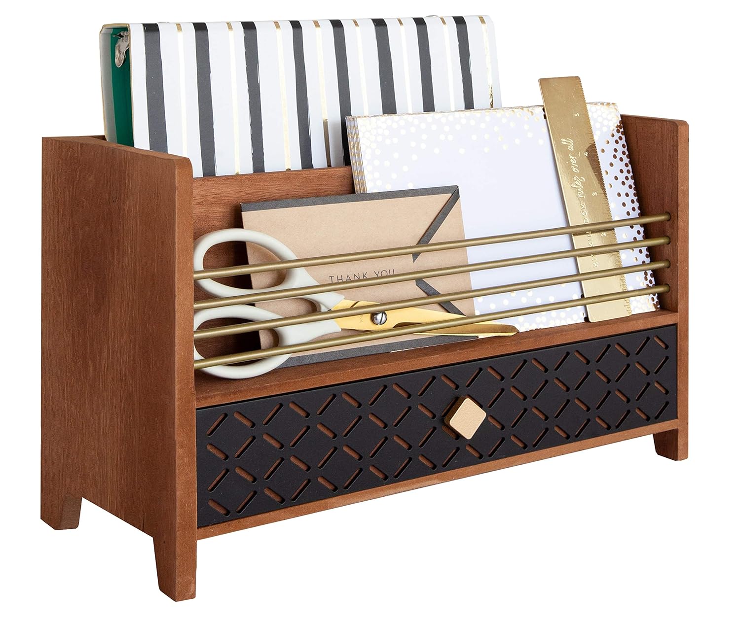 Best Wood And Brass Desk Organizer