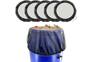 SKARUMMER Mesh Cover for Rain Barrels, Rainwater Collector Tank Net Cover, Rain Water Collection Bucket Netting with Drawstring - Keep Mosquito, Fallen Leaves and Debris from Rain Barrel (5 Pcs)