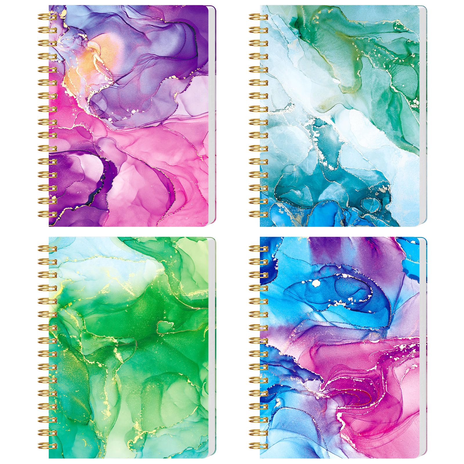 Photo 1 of BOOKNOW 4PCS Mini Spiral Notepads, Pocket Marble Notebooks A6 Small Spiral Journal College Ruled Hardcover Notepads for Women Aesthetic Gift Office School Supplies, 4.1x 5.7 Inch, 640 Pages