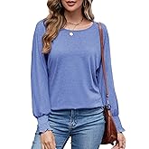 Neineiwu Womens Fall Fashion Tops Ruffle Long Sleeve Pullover Shirts Loose Casual Crewneck Basic Tees Blouses Tunic