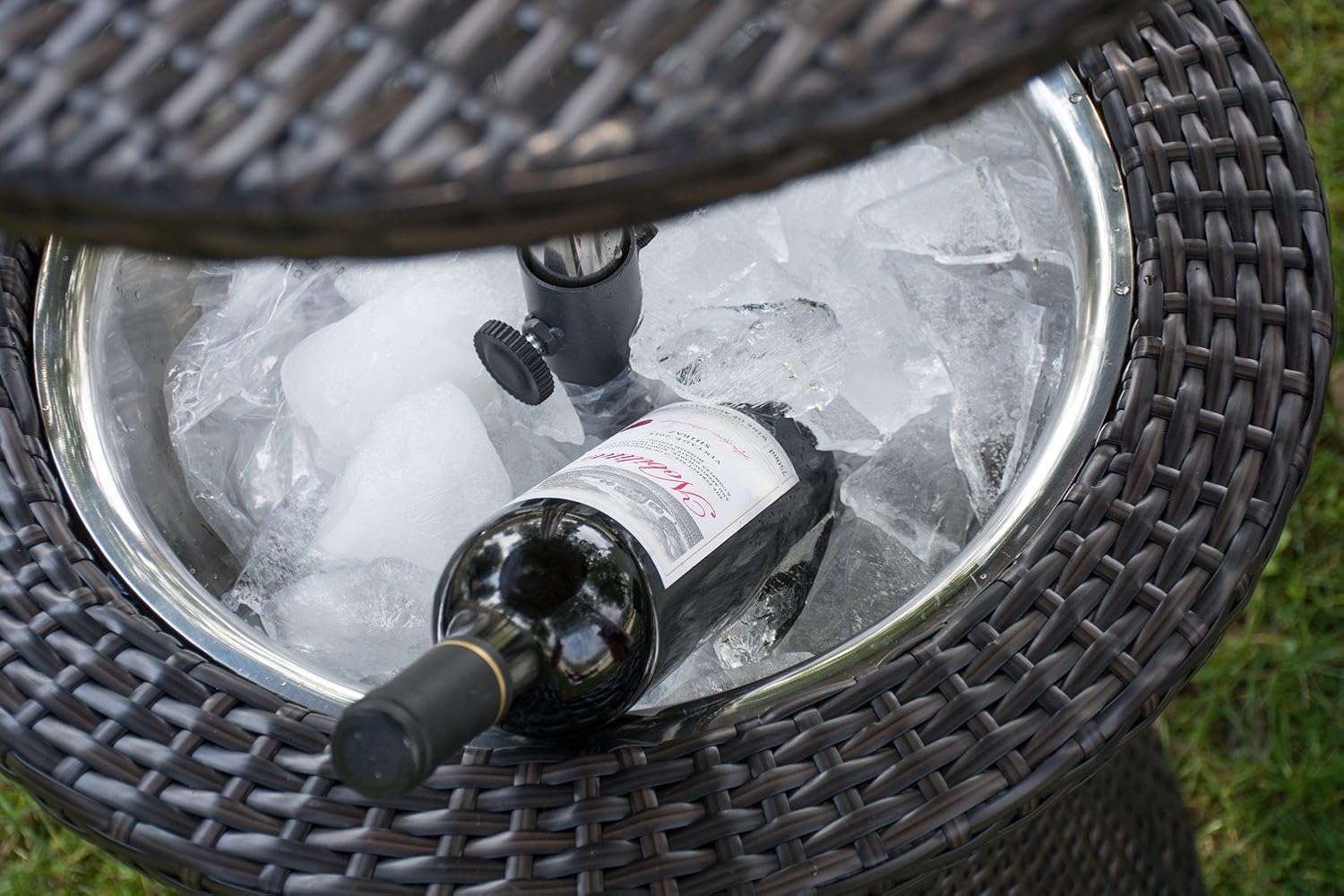 Patio Brown PatioPost Cool Table PE Wicker Style Outdoor Patio Pool Cooler Bar Patio, Lawn & Garden