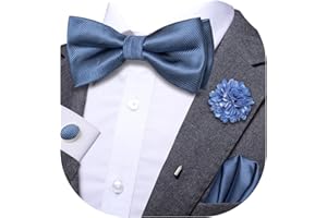 Dubulle Pretied Bow Ties for Men Mens Paisley Floral Bowtie and Pocket Square Cufflinks Formal Casual Business