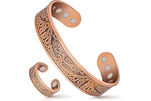 Mahnco Copper Bracelet for Men & Women,12X Strength Magnetic Bracelets & Lymphatic Drainage Ring for Mens, 100% Solid Pure Copper Jewelry Gift