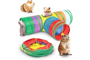 2 BROTHERS WHOLESALE Tunnels with 3-Way Entrance - Cozy, Washable Guinea Pig Hideout - Interactive Cage Toys (Multicolor)