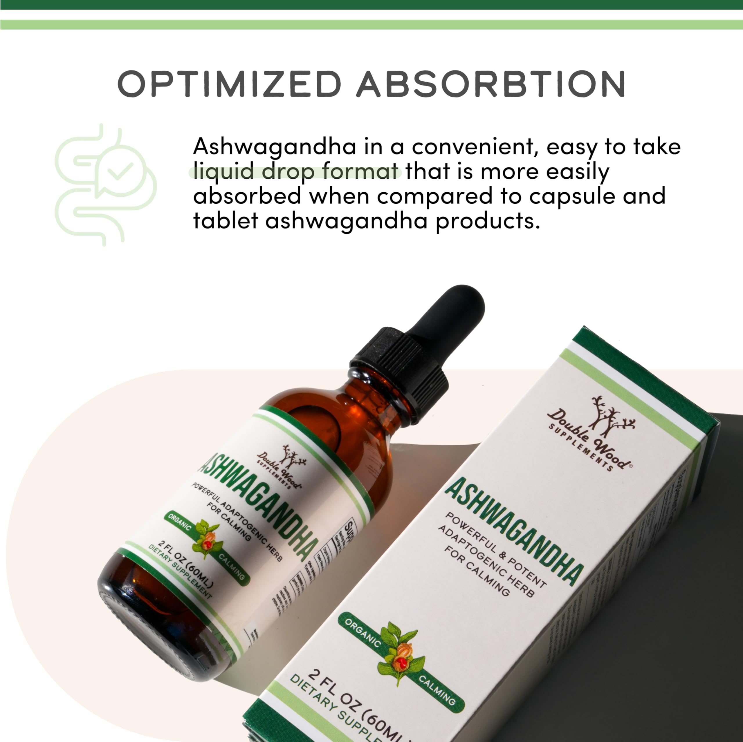 Ashwagandha Organic Drops for Stress Relief (1,200mg, 60 Servings) Ashwagandha Tincture for Adrenal Support and Cortisol Manager (Vegan Safe, Gluten Free, Non-GMO) by Double Wood