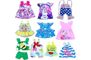 WONDOLL 12 inch Baby Doll-Clothes and Accessories - 10 Sets Doll Clothes for 10-12 Inch Dolls, Baby Doll Clothes Dress Outfits Accessories Christmas Birthday Gift for Kids
