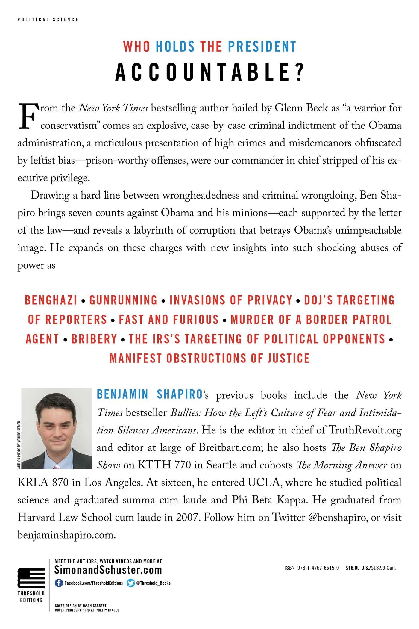 The People Vs Barack Obama The Criminal Case Against The Obama Administration Shapiro Ben 9781476765150 Amazon Com Books