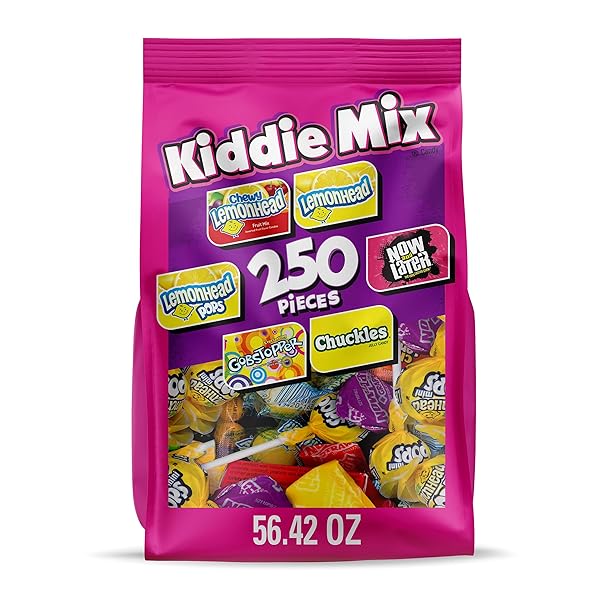 LEMONHEAD, NOW & LATER, GOBSTOPPERS & CHUCKLES KIDDIE MIX, CANDY CHEWY AND HARD CANDY MIX, INDIVIDUALLY WRAPPED TREATS, VARIETY PACK, 3.5 LB BAG (250 PIECES)