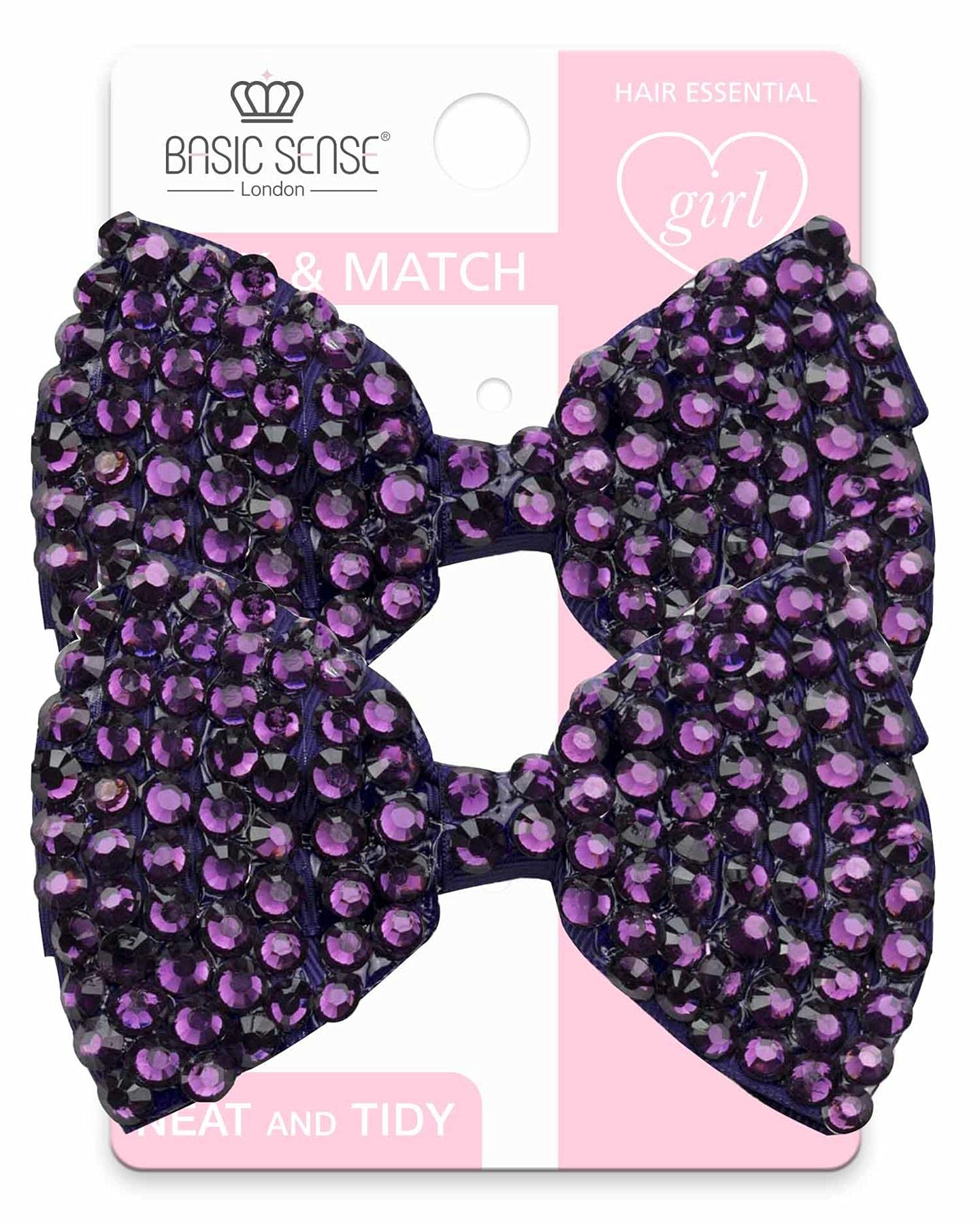 Rhinestone Hair Clips for Girls, Glitter Hair Bow Clip, Hair Accessories, A pack of 2pcs, Purple