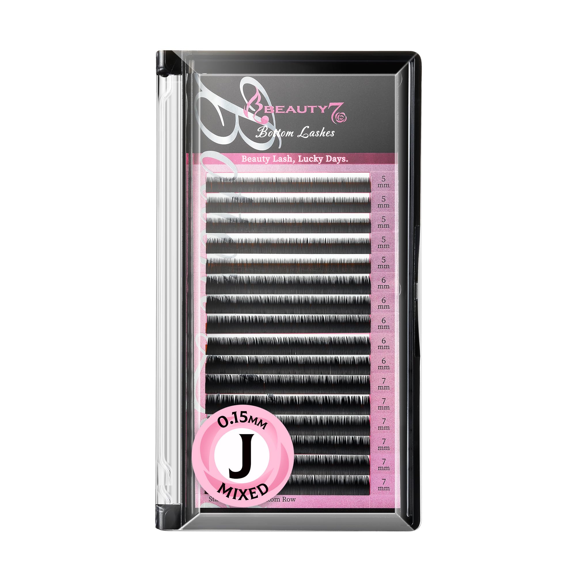 Semi-permanent Lower Bottom Eyelash Extensions J Curl Individual Under Lashes 0.15mm Thickness 5mm 6mm 7mm Mixed Tray Black
