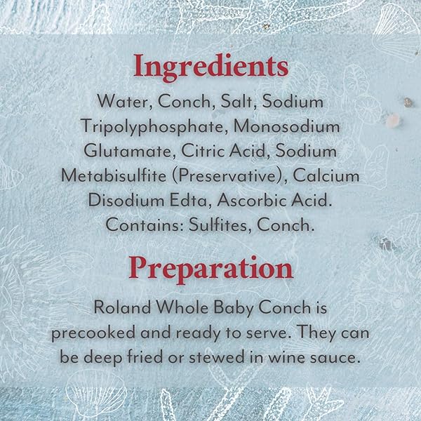 ROLAND FOODS WHOLE BABY CONCH IN WATER, SPECIALTY IMPORTED FOOD, 15-OUNCE CAN