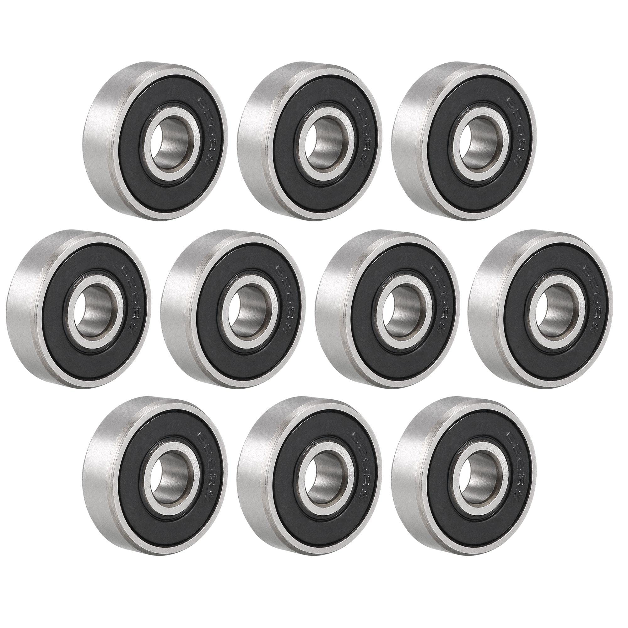 sourcing map 626-2RS Ball Bearing 6mm x 19mm x 6mm Double Sealed Deep Groove Bearings Carbon Steel 10pcs