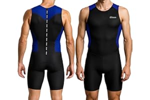 WIXEN SPORTS Wixen Men's Performance Triathlon Suit Sleeveless Tri Suit Padded Quick Dry Run Swim Bike