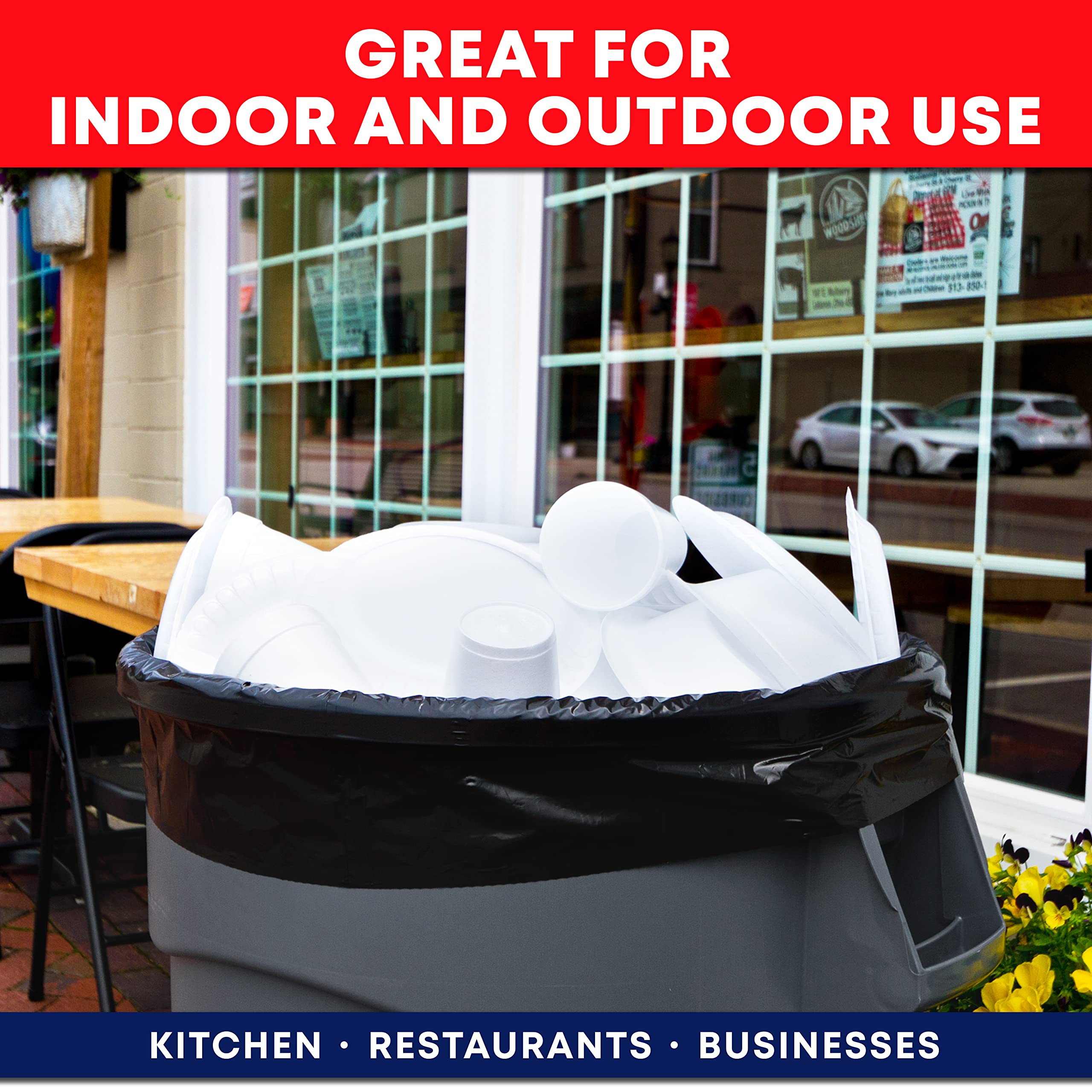 Tasker 55 Gallon Trash Bags (Value 50 Bags w/Ties) Extra Large