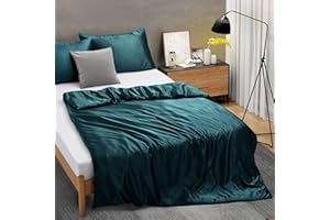 Ersmak 48" x 72" Duvet Cover for Weighted Blanket, Silky & Removable Satin Duvet Cover with Zipper & 8 Ties Secure Fastening, Teal