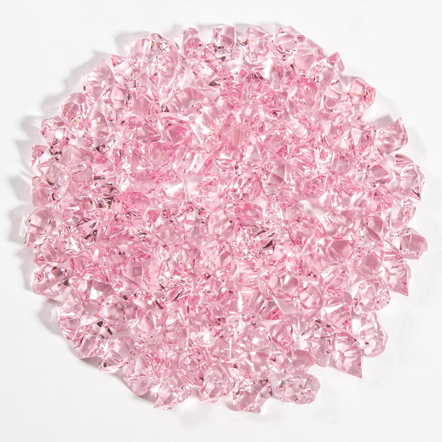 Vase Fillers - Sukh 13OZ Acrylic Ice Rocks - Small Diamond Crystal Clear Gem Stone Jewels as Plastic Clear Ice Cube Faux Rocks for Pebbles for Vase Filler & Iridescent Home Decorations & Table Centerpiece (Pink)
