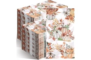 Seajan 200 Pcs Thanksgiving Fall Pumpkin Paper Guest Napkins Disposable Hand Towels for Bathroom Paper Disposable Guest Towels Napkins for Spring and Summer Wedding Bathroom Birthday Dinner Party