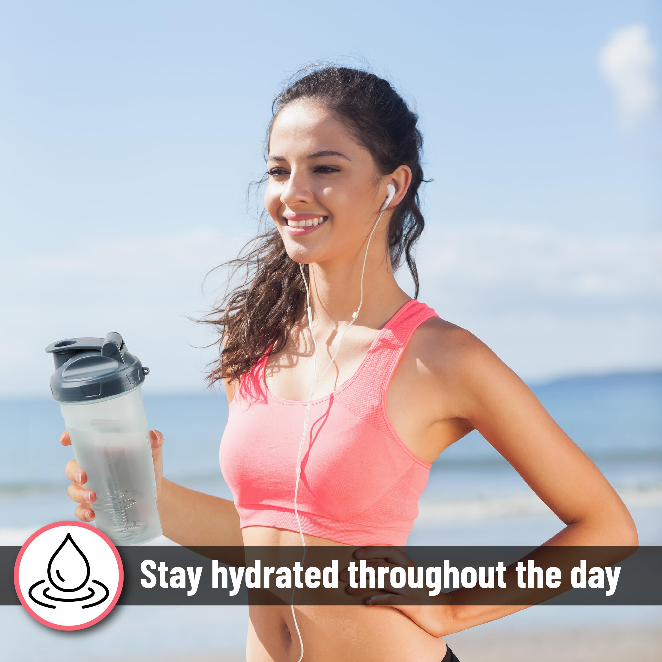 Mr. Pen Shaker Bottles for Protein Mixes, 28 oz, 2 Pack, Clear, Protein Shaker Bottle with Wire Whisk Ball, Blender Bottle