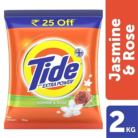 Tide Plus Detergent Washing Powder with Extra Power Jasmine and Rose Pack-2 kg (Rupees 25 off)