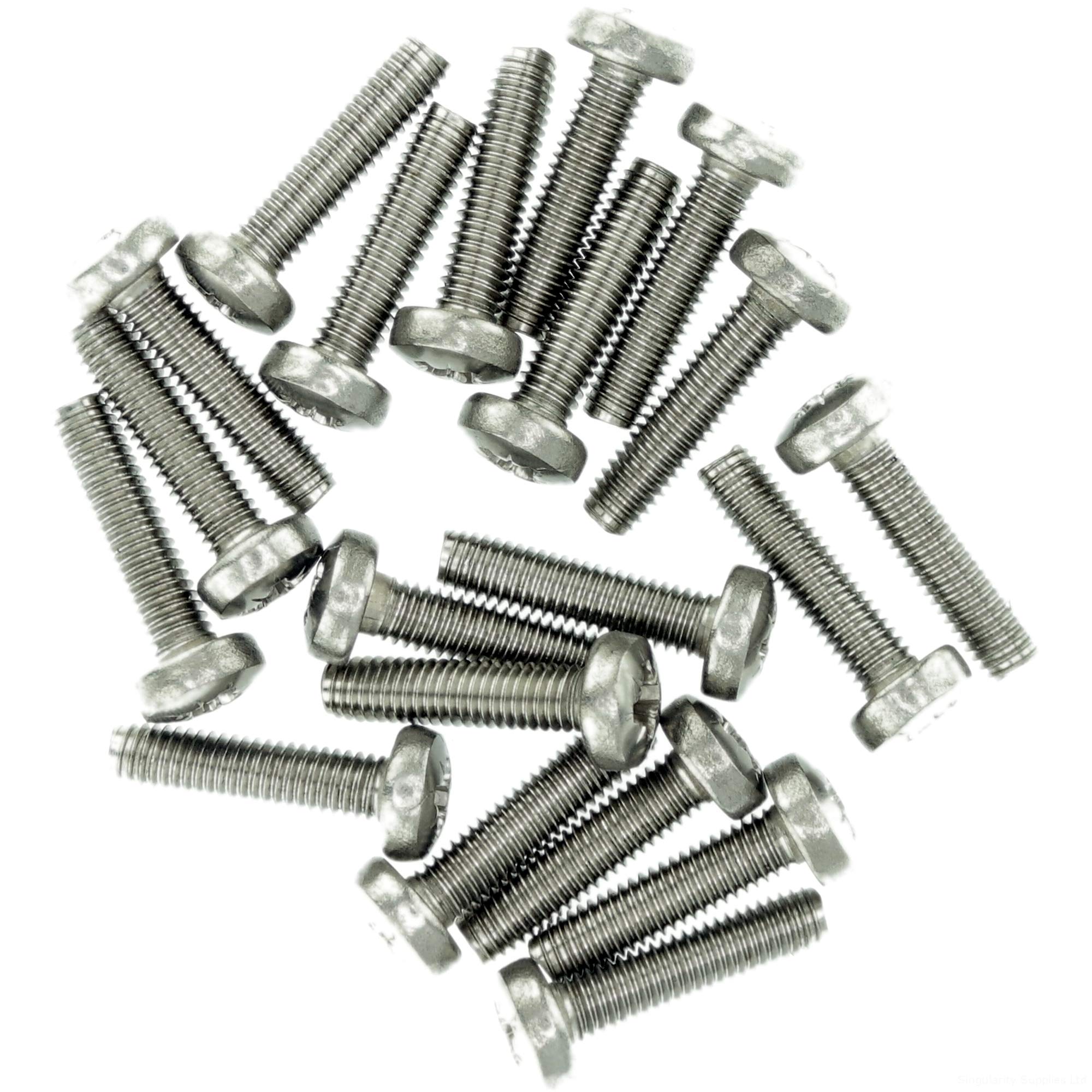 M4 (4mm x 10mm) Pozi Pan Thread Rolling Screw - Stainless Steel (A2) (Pack of 20)
