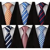 Adulove Men's Necktie Classic Silk Tie Woven Jacquard Neck Ties 6 PCS